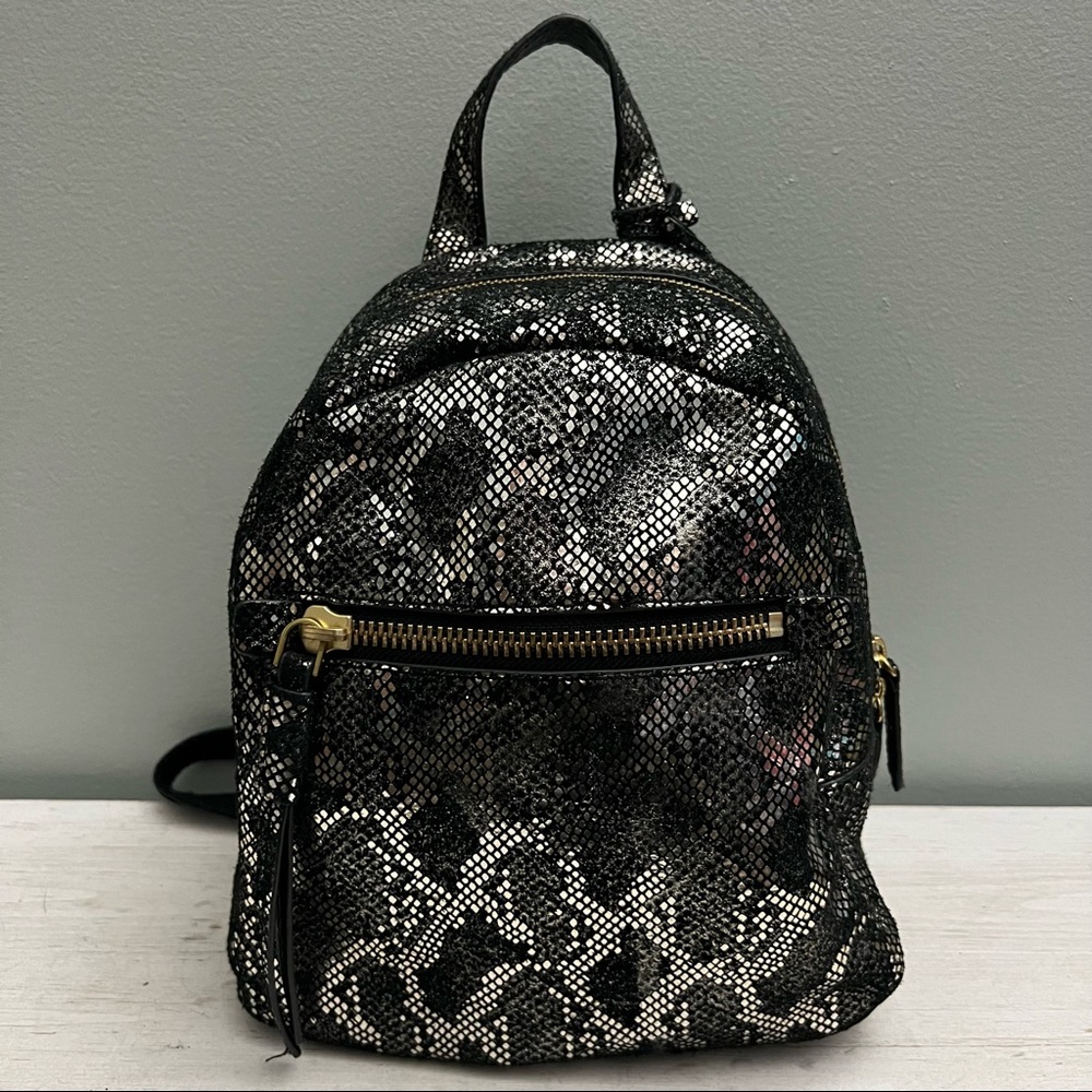 Fossil Megan Leather Metallic Snakeskin Mini Backpack - Picture 1 of 16